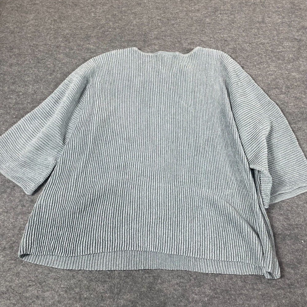 Eileen Fisher Metallic Silver Gray Ribbed Sweater is - Picture 9 of 11